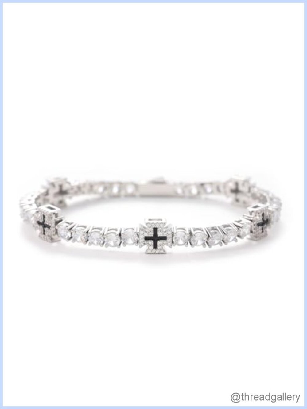 White Gold Plated Cross Tennis Bracelet 5A Cubic Zirconia Unisex